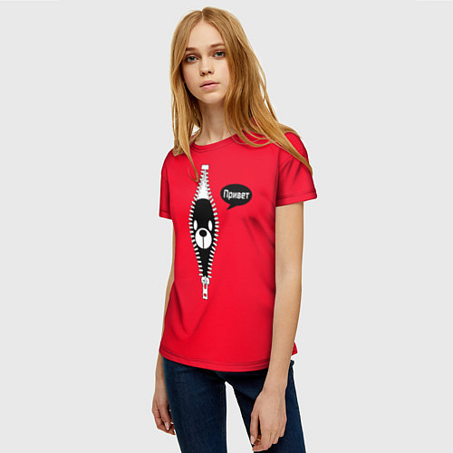 Женская футболка С мишкой на замочке молнии / 3D-принт – фото 3