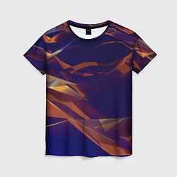 Футболка женская Бриллиантовые синие и оранжевые волны, цвет: 3D-принт