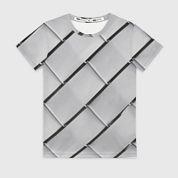 Футболка женская Серый блоковый металлический паттерн, цвет: 3D-принт