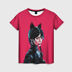 Футболка женская Wednesday black kitty, цвет: 3D-принт