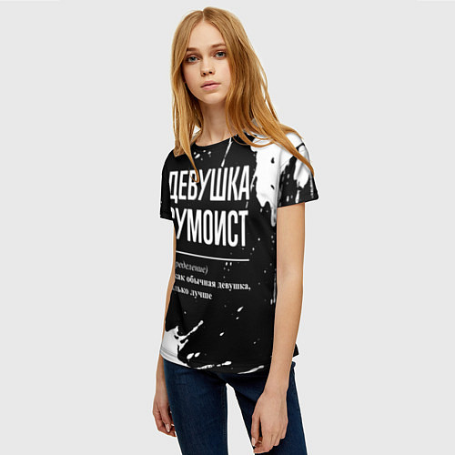 Женская футболка Девушка сумоист - определение на темном фоне / 3D-принт – фото 3