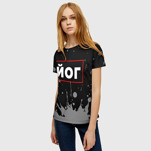 Женская футболка Йог - в красной рамке на темном / 3D-принт – фото 3