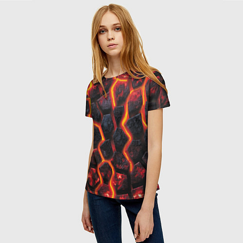 Женская футболка Течёт лава / 3D-принт – фото 3