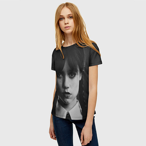 Женская футболка Симпатичная Уэнсдэй / 3D-принт – фото 3