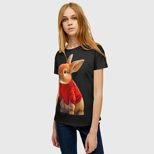 Женская футболка Кролик в свитере / 3D-принт – фото 3