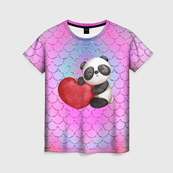 Футболка женская Милая панда с сердечком, цвет: 3D-принт