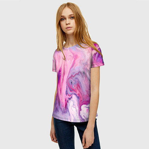 Женская футболка Разлитая смешанная краска / 3D-принт – фото 3