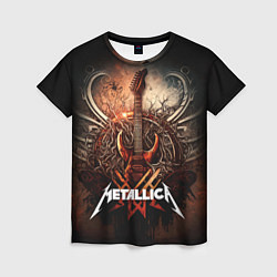 Футболка женская Metallica гитара и логотип, цвет: 3D-принт