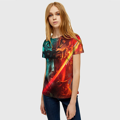 Женская футболка Боец на войне / 3D-принт – фото 3
