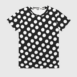 Футболка женская Белые горошины, цвет: 3D-принт