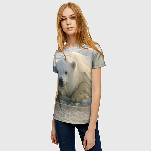Женская футболка Белый медведь ожидает / 3D-принт – фото 3