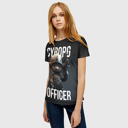 Женская футболка Cyborg officer / 3D-принт – фото 3