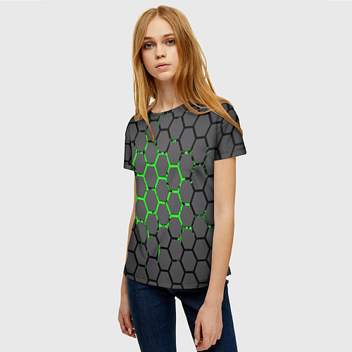 Женская футболка Абстрактыные соты / 3D-принт – фото 3