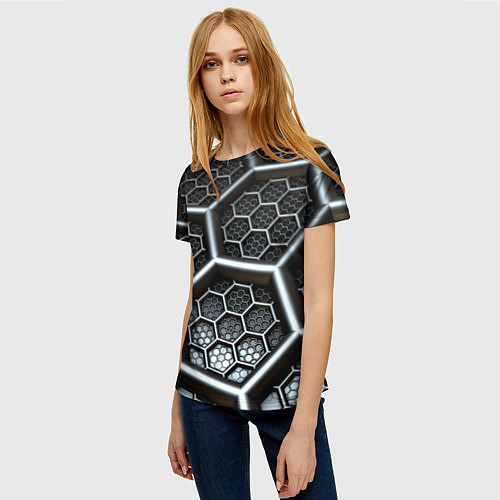 Женская футболка Geometry abstraction / 3D-принт – фото 3