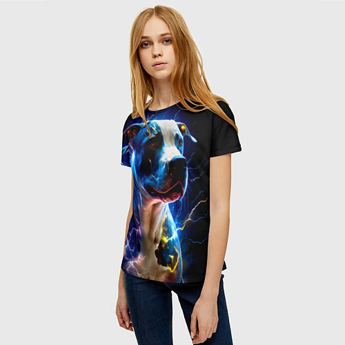 Женская футболка Стаффордшир искрящий молниями / 3D-принт – фото 3