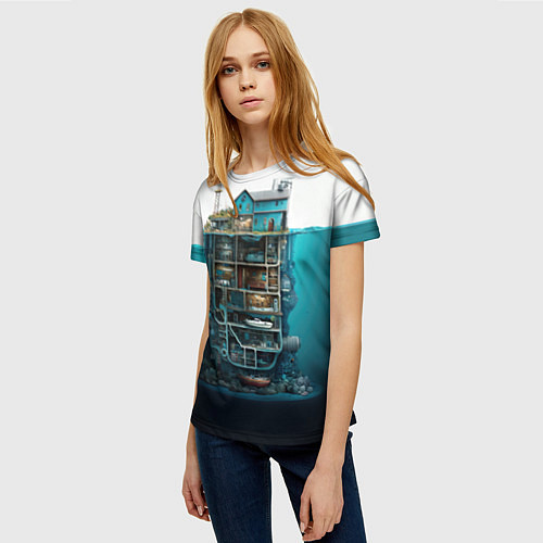 Женская футболка Подводный дом / 3D-принт – фото 3