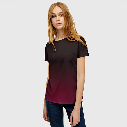 Женская футболка Темно-малиновый градиент / 3D-принт – фото 3