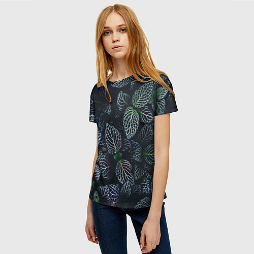 Женская футболка Паттерн из множества тёмных цветов / 3D-принт – фото 3