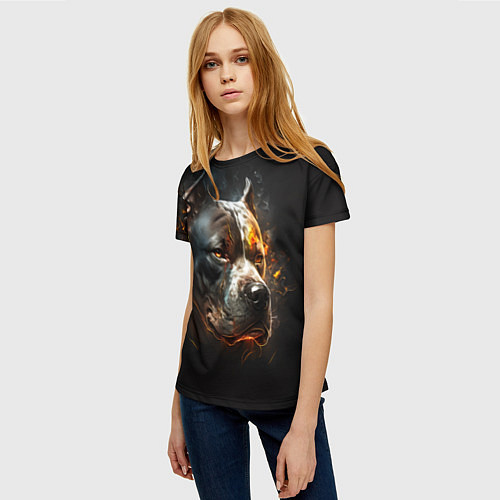 Женская футболка Стаффордширский терьер - огонь / 3D-принт – фото 3
