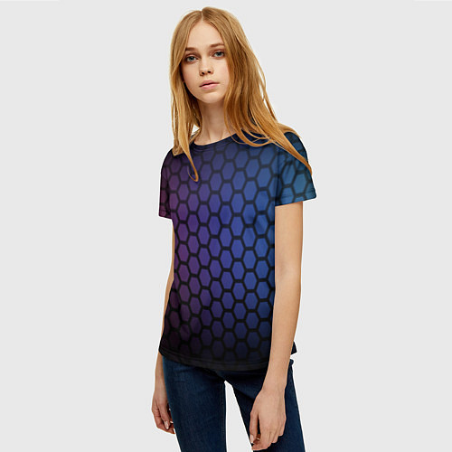 Женская футболка Abstract hexagon fon / 3D-принт – фото 3