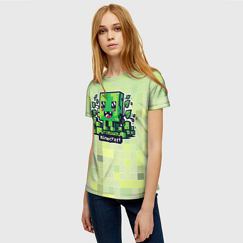 Женская футболка Милашка криппер на кубическом фоне / 3D-принт – фото 3