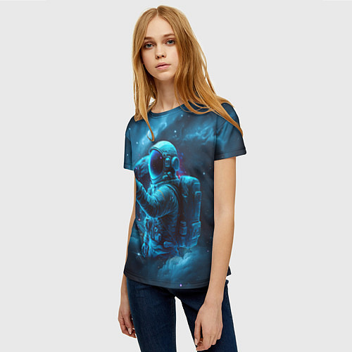 Женская футболка An astronaut in blue space / 3D-принт – фото 3