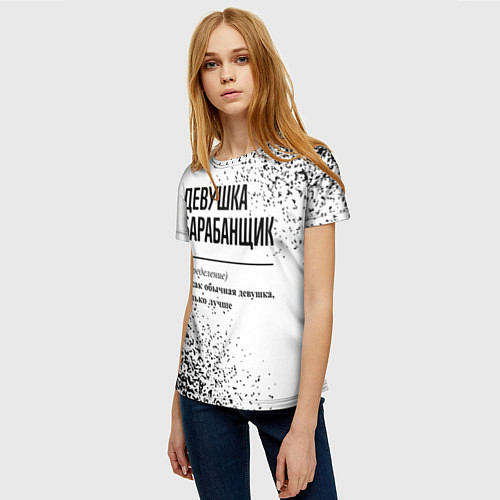 Женская футболка Девушка барабанщик - определение на светлом фоне / 3D-принт – фото 3