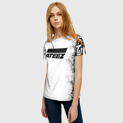 Женская футболка Ateez black and white / 3D-принт – фото 3
