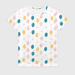 Футболка женская Узор из воздушных шариков и котов, цвет: 3D-принт