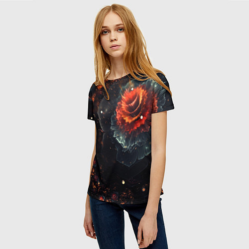 Женская футболка Midjourney Цветок вулкан / 3D-принт – фото 3