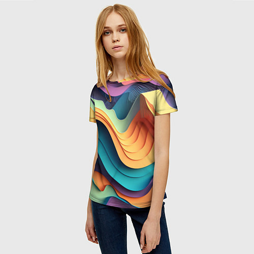 Женская футболка Цветной рельеф / 3D-принт – фото 3