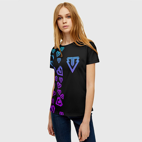 Женская футболка Big bang half neon pattern / 3D-принт – фото 3