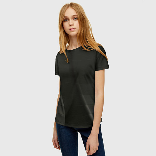 Женская футболка Чёрные геометрические металлические листы / 3D-принт – фото 3