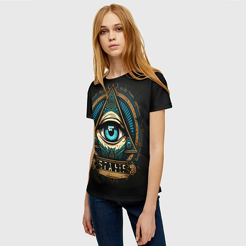 Женская футболка Всевидящее око в пирамиде / 3D-принт – фото 3