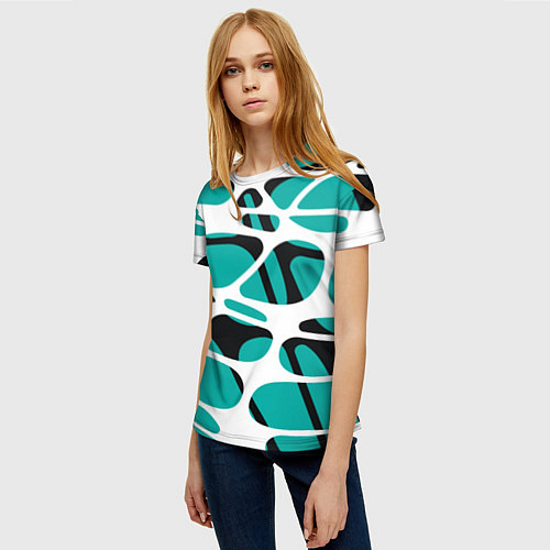 Женская футболка Абстрактный узор из сетчатых прожилок / 3D-принт – фото 3