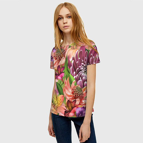 Женская футболка Райские цветы / 3D-принт – фото 3