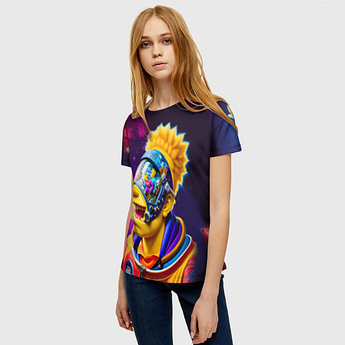 Женская футболка Bart Simpson in space - neural network / 3D-принт – фото 3