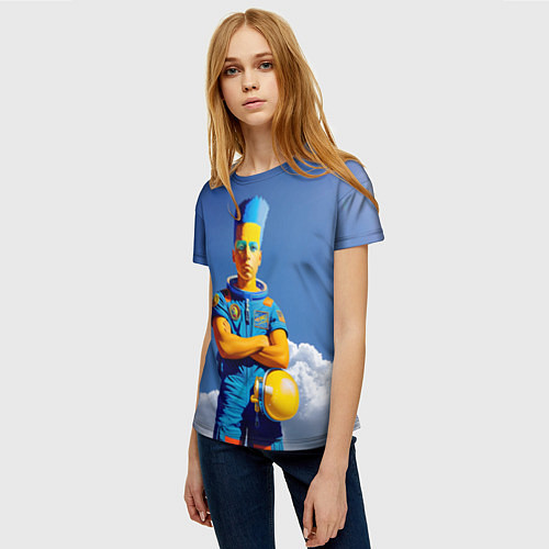 Женская футболка Барт Симпсон - космический мальчик - нейросеть / 3D-принт – фото 3
