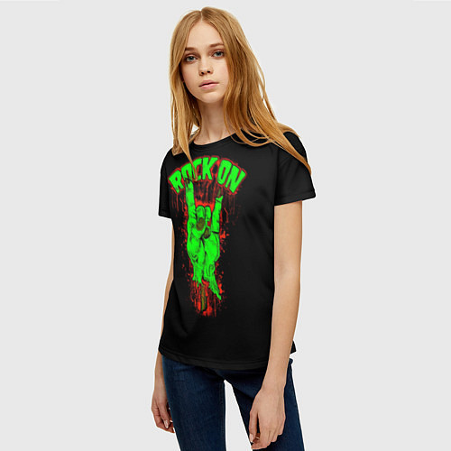 Женская футболка Rock on zombie / 3D-принт – фото 3