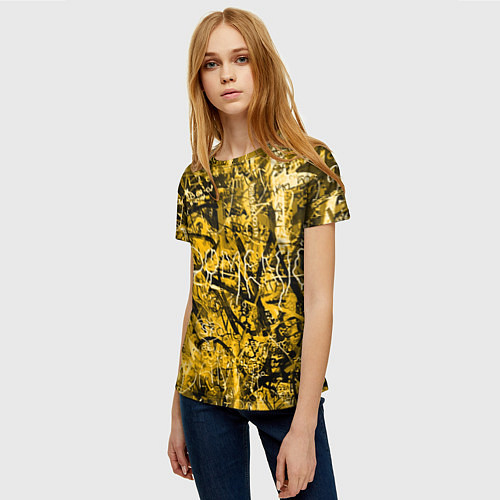 Женская футболка Желтый хаос / 3D-принт – фото 3