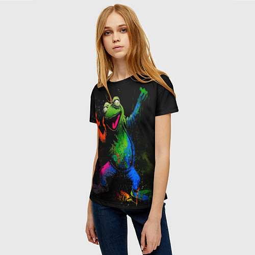 Женская футболка Лягушонок Пепе в граффити / 3D-принт – фото 3