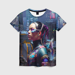 Футболка женская Cyberpunk - brave girl - neural network, цвет: 3D-принт