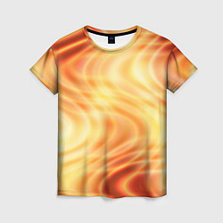 Футболка женская Абстрактные оранжево-жёлтые солнечные волны, цвет: 3D-принт