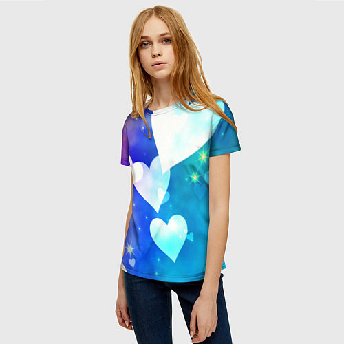 Женская футболка Dreamy Hearts Multicolor / 3D-принт – фото 3