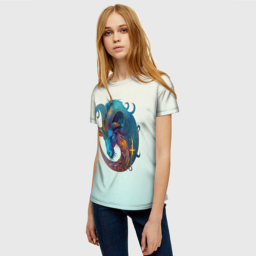 Женская футболка Козерог на приятном светлом фоне / 3D-принт – фото 3