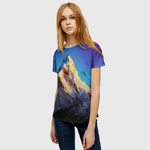 Женская футболка Космический эверест / 3D-принт – фото 3