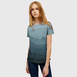 Футболка женская Бирюзовые волны, цвет: 3D-принт — фото 2