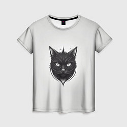 Футболка женская Чёрный кошачий арт, цвет: 3D-принт