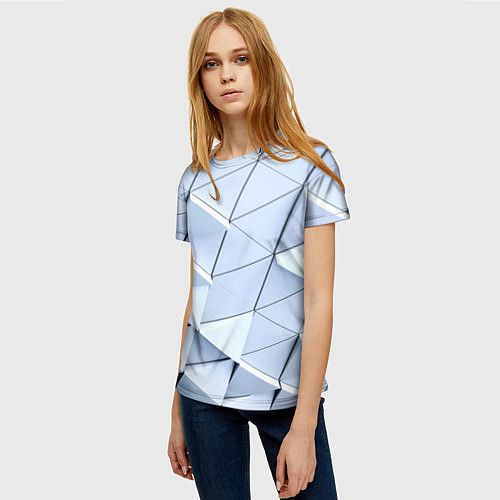 Женская футболка Metalic triangle stiil / 3D-принт – фото 3