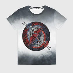 Футболка женская Журавли, цвет: 3D-принт